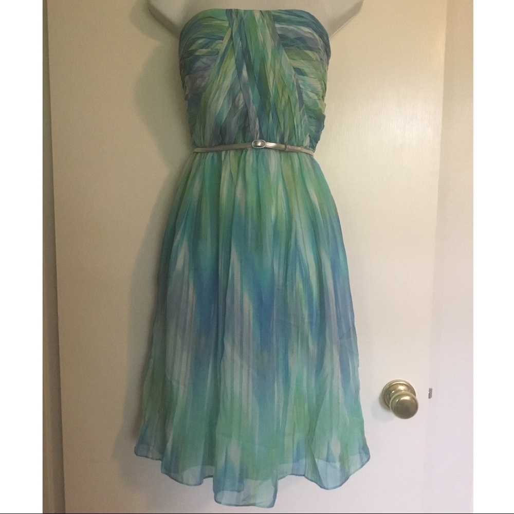 Donna Morgan Strapless Silk Dress